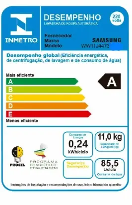 LAVADORA  SAMSUNG WW11J4473W 11KG BRANCA 220V 2