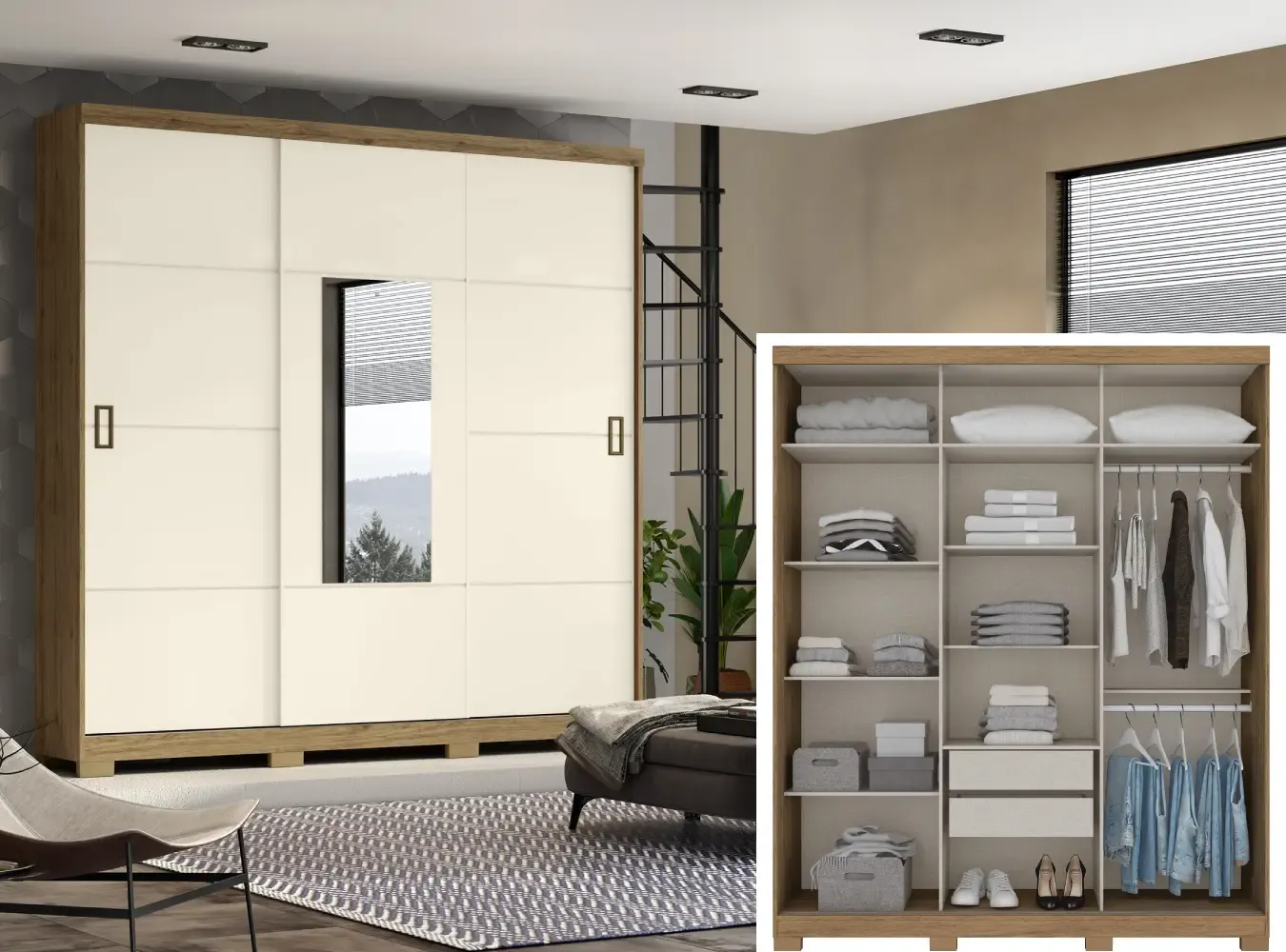 ROUP. HENN SILVER 3PT DESL MDP C/ESP D210-106 RUSTICO/OFF WHITE 1.80LX2.20A