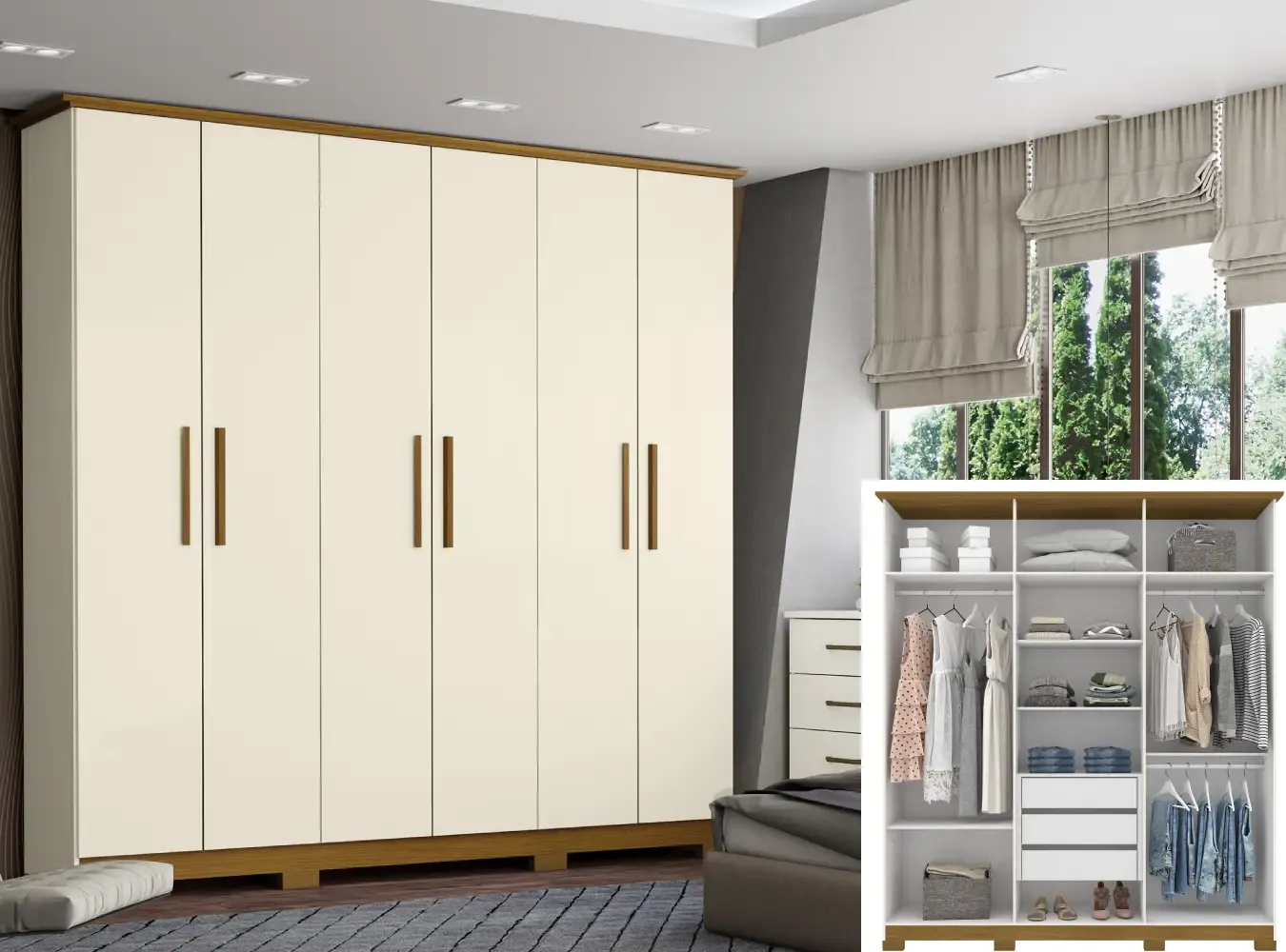 ROUP. HENN COVER 6PT MDP D230-129 OFF WHITE/NATURE 1.95LX2.20A