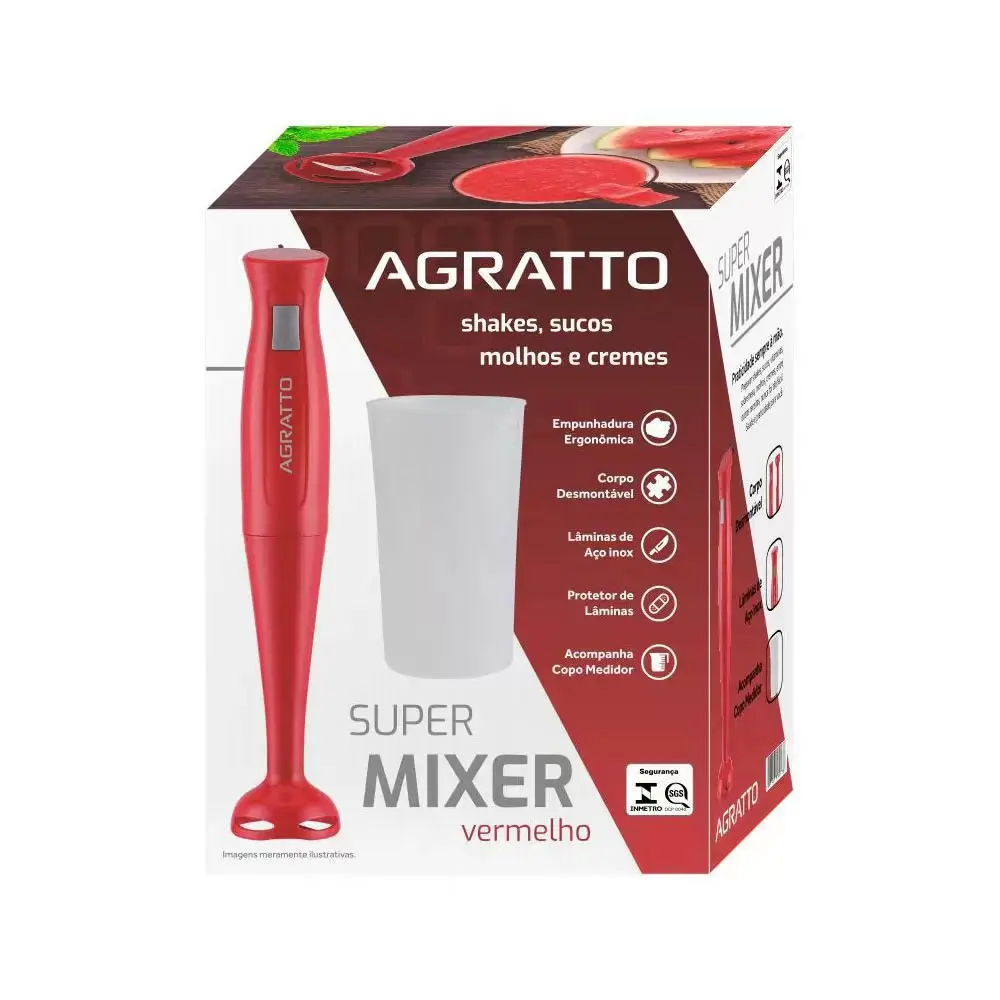 MIXER AGRATTO COM COPO MXV-02 VERMELHO 220V 4