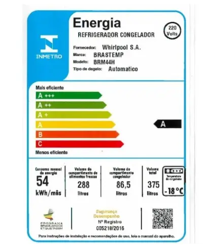 REFRIGERADOR BRASTEMP BRM44HBBNA 375LT FROST FREE BRANCO 220V 2