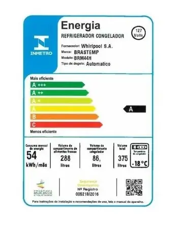 REFRIGERADOR BRASTEMP BRM44HKBNA 375LT FROST FREE PLATINUM 220V 2
