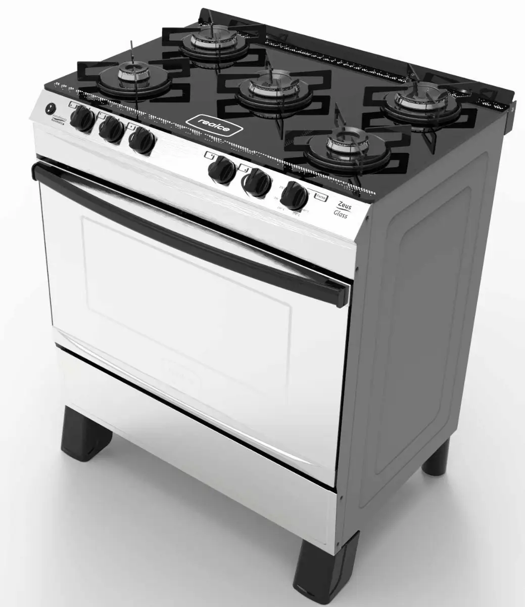 FOGAO 5B REALCE ZEUS GLASS C/RESPALDO INOX/PRETO