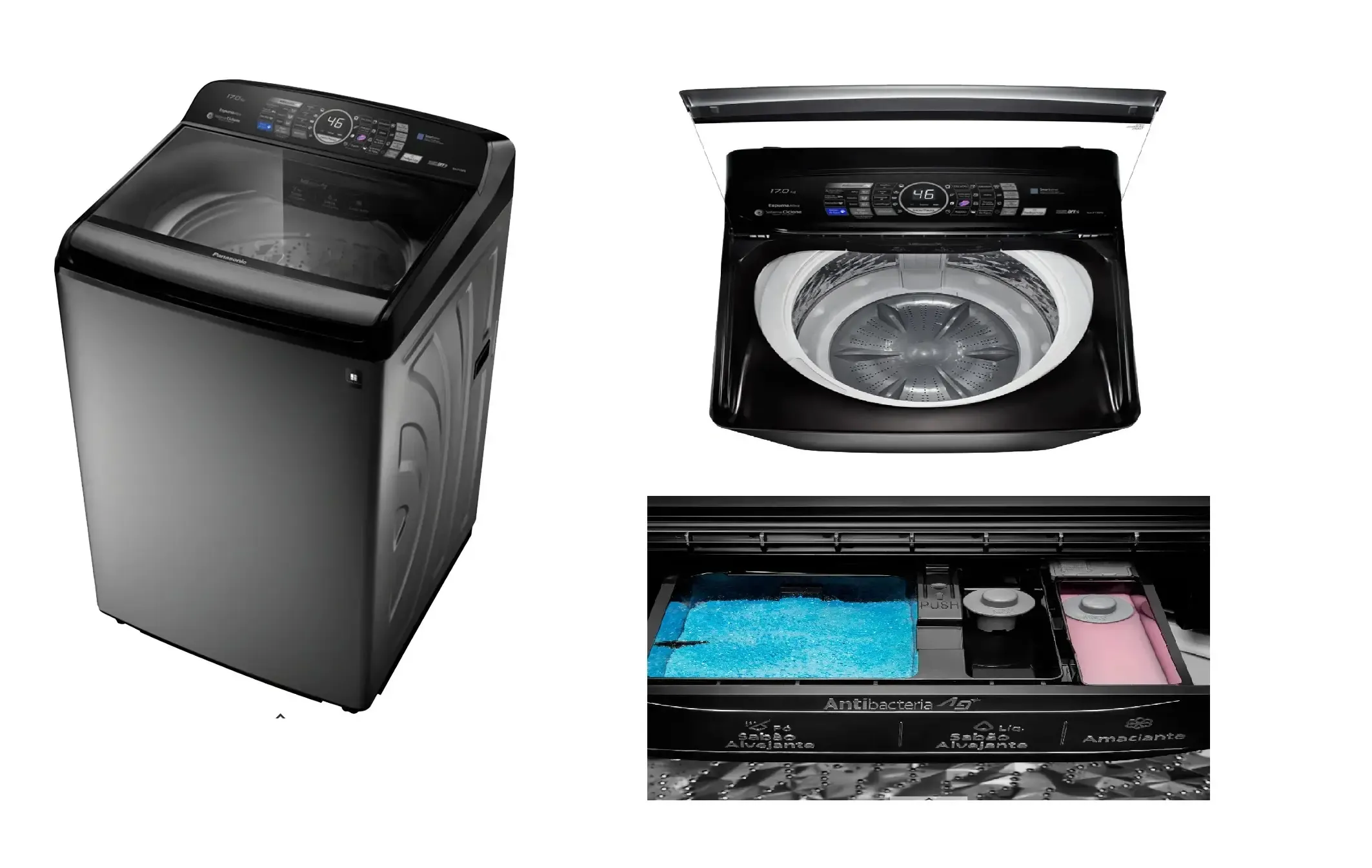 LAVADORA PANASONIC NA-F170P6TB 17KG TITANIUM 220V