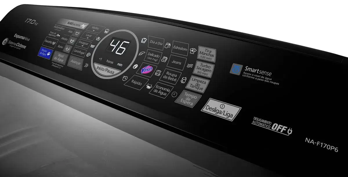 LAVADORA PANASONIC NA-F170P6TB 17KG TITANIUM 220V 3