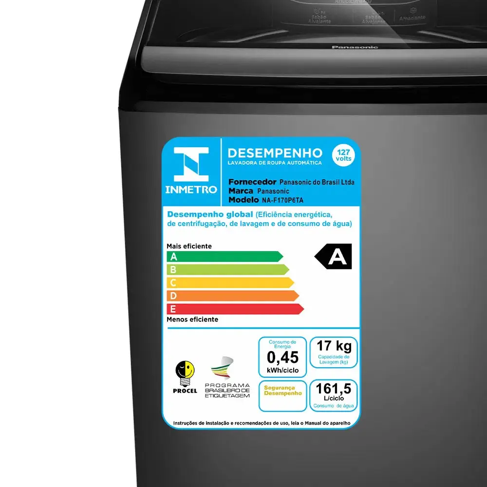 LAVADORA PANASONIC NA-F170P6TB 17KG TITANIUM 220V 6