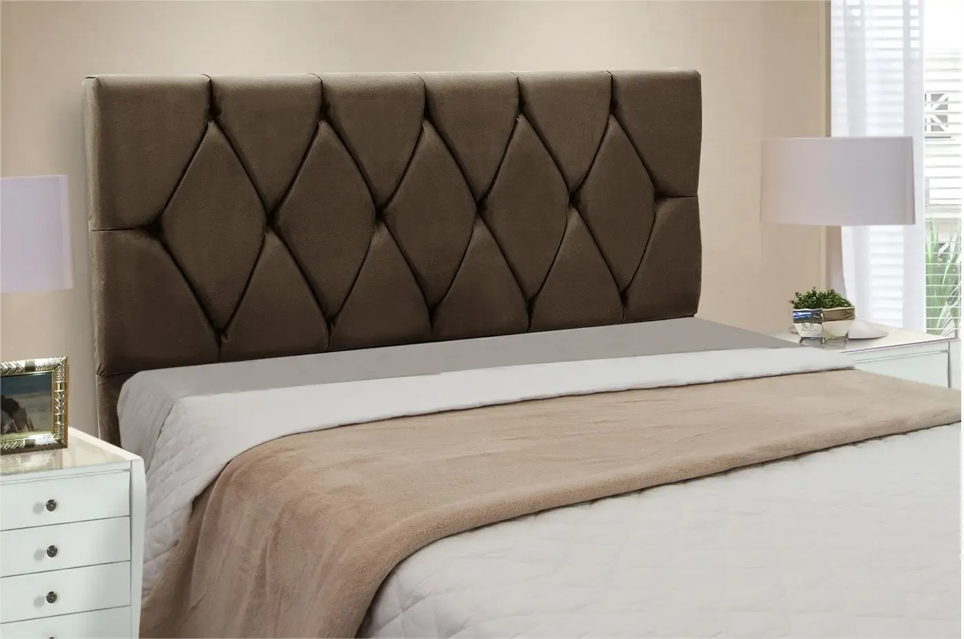 CABECEIRA JS BIA 160CM 1702 VELUDO CHOCOLATE