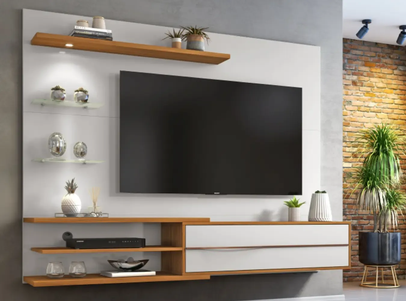 PAINEL SUSPENSO NOTAVEL NT1115 1.80MT P/60" C/LED OFF WHITE/FREIJO TREND