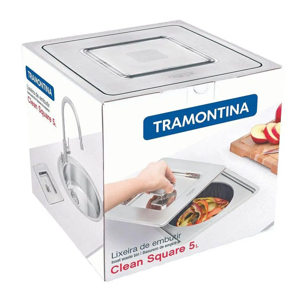 LIXEIRA TRAMONTINA 5L 94518/205 INOX EMBUT CLEAN SQUARE(BL) 6