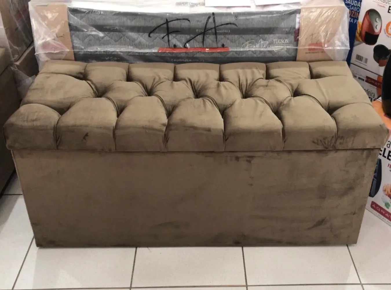 BAU CALCADEIRA JS PARIS 140CM 1701 VELUDO CASTOR