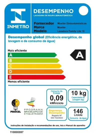 LAVADORA MUELLER FAMILY LITE 10KG BRANCA 600055020 220V 2