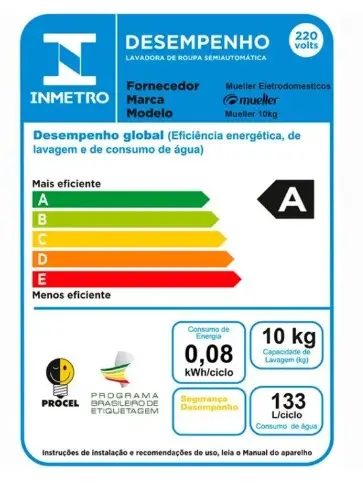LAVADORA MUELLER FAMILY LITE 10KG PRETA 600055023 220V 2