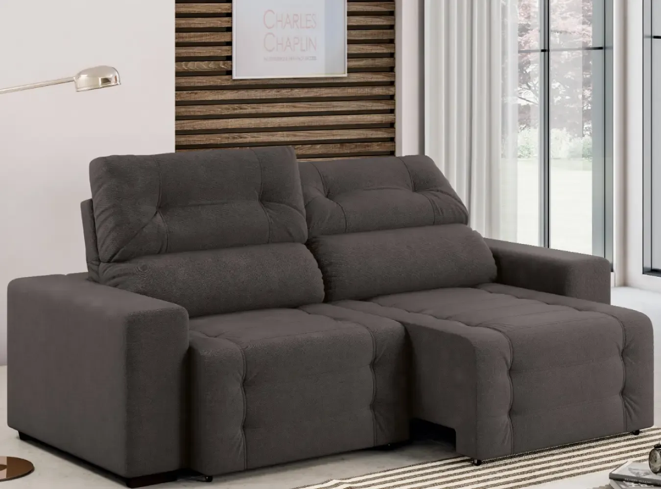 ESTOFADO LINOFORTE 4L ARMANI 2.30MT T30-995 VELUDO MARROM