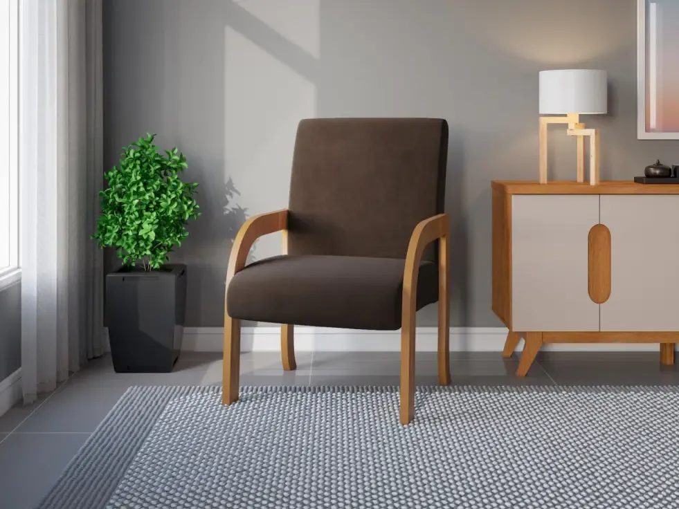 POLTRONA VIERO 4020 PARIS IMBUIA VELUDO MARROM