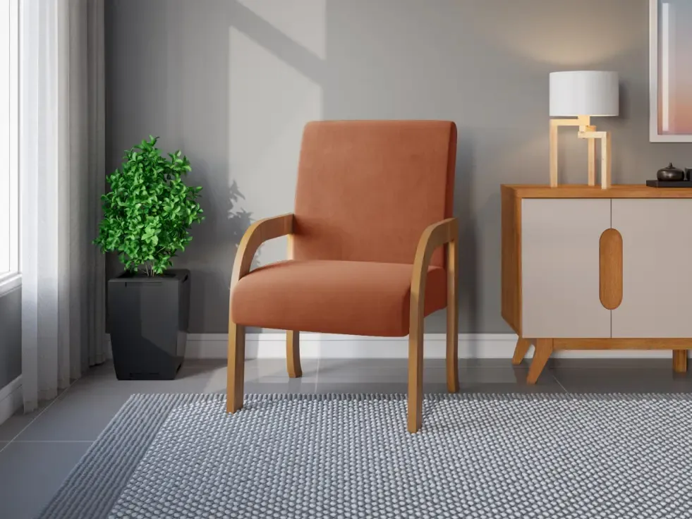 POLTRONA VIERO 4020 PARIS IMBUIA VELUDO TERRACOTA