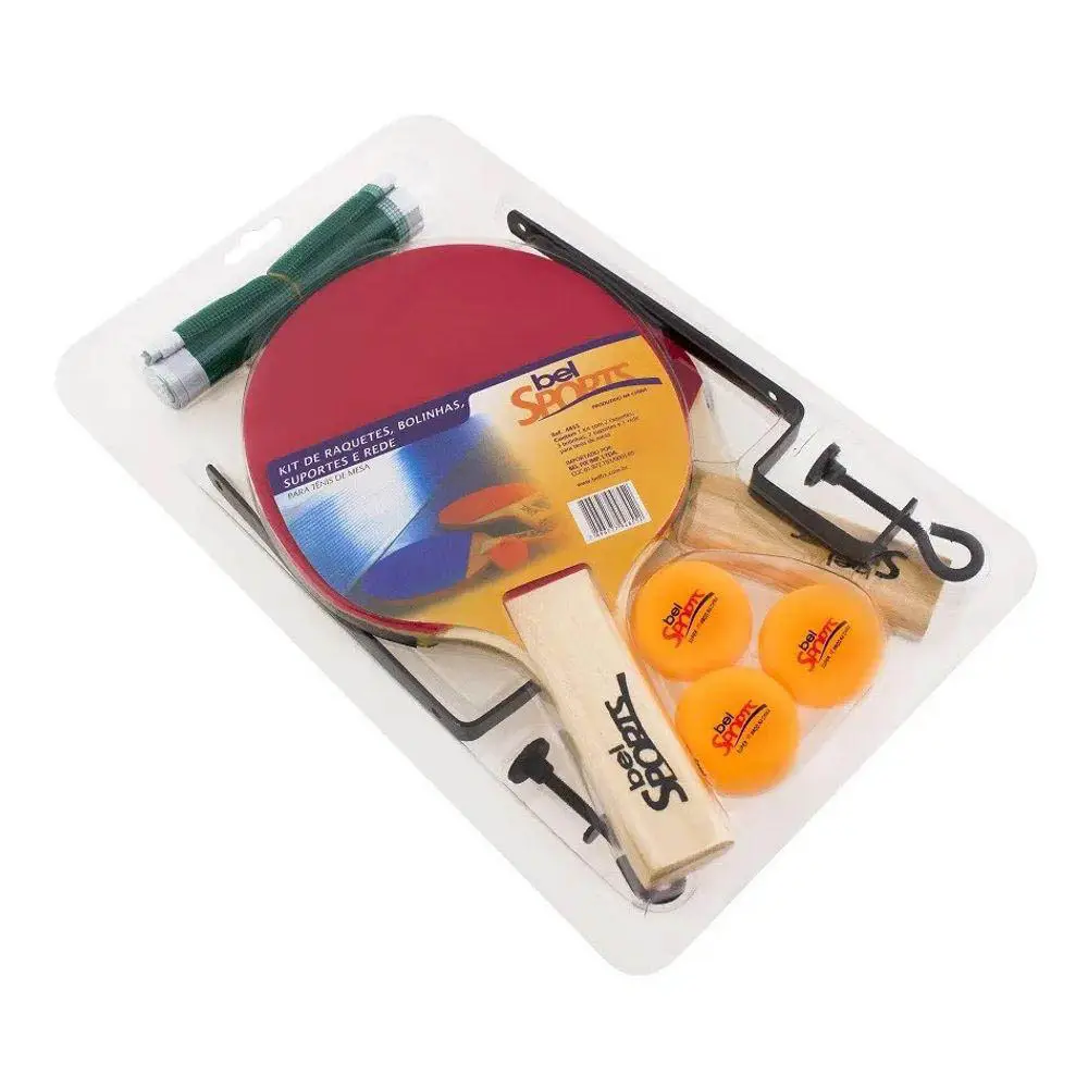KIT TENIS DE MESA BEL FIX 2 RAQUE + SUPORTE DA REDE C/REDE + 3 BOLINHAS 3