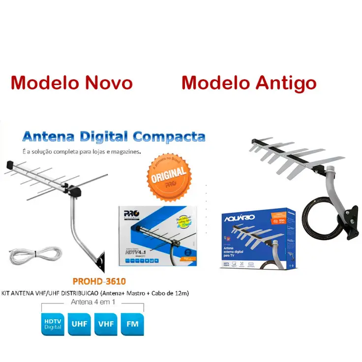 ANTENA PRO  6Dbi DIGITAL + ANALOGICO C/CABO 10M 3610 ANTIGA:AQUARIO DTV-1500