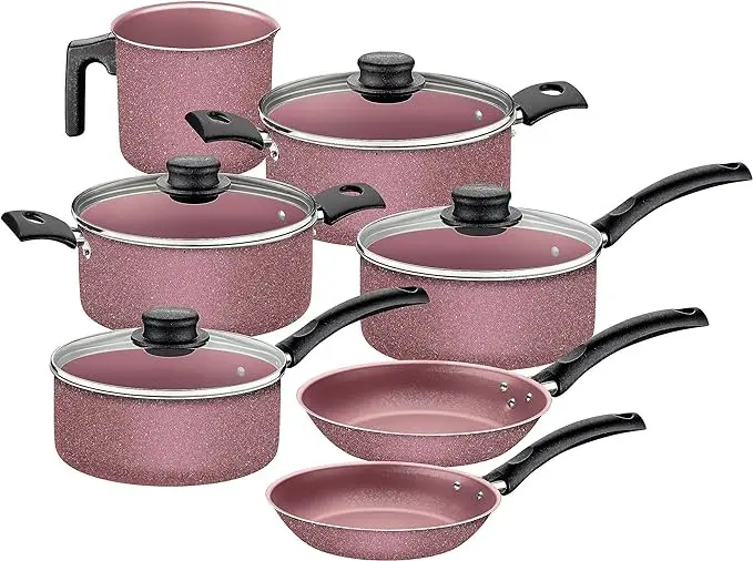 JOGO PANELA TRAMONTINA 7PC 28299/006 LINZ ROSA ANTIGA 2029/461 TURIM ROSA ANTIGA 2029/741 COIMBRA