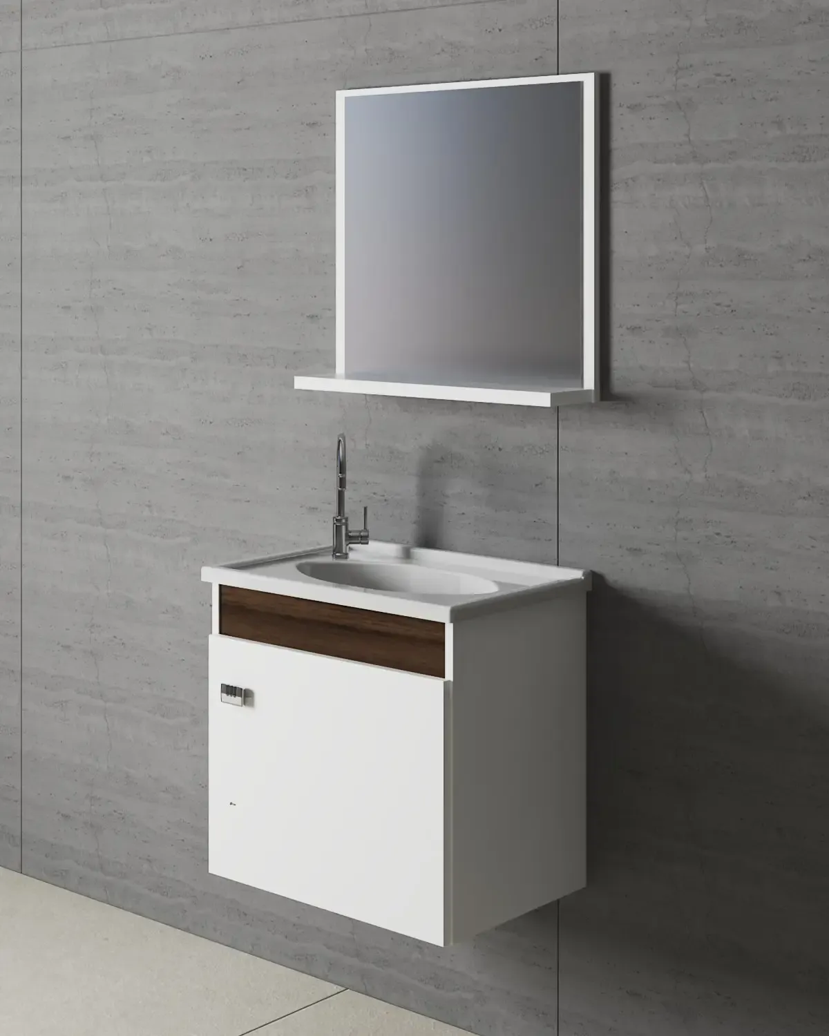 CONJ. BANHEIRO CREPALDI 0023A BELLI 45 0.43CM MDP BRANCO/BARRIQUE