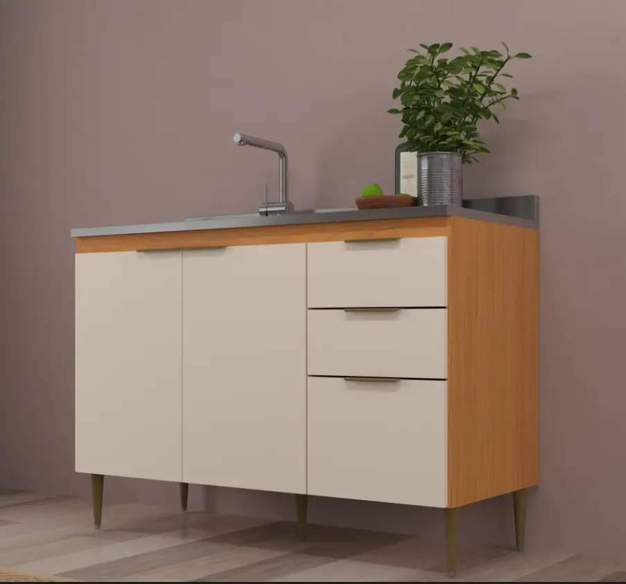 BALCAO PIA MOVEIS SUL 1.20MT 5350 2PT 3GV BRISA ANGELIN/OFF WHITE