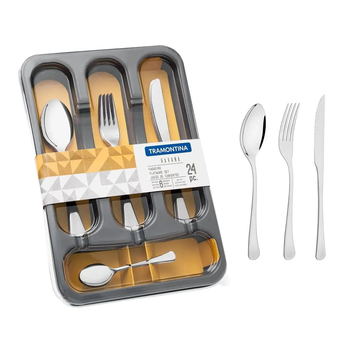 FAQUEIRO INOX TRAMONTINA 24PC HAVANA C/ORGANIZADOR 66945/054