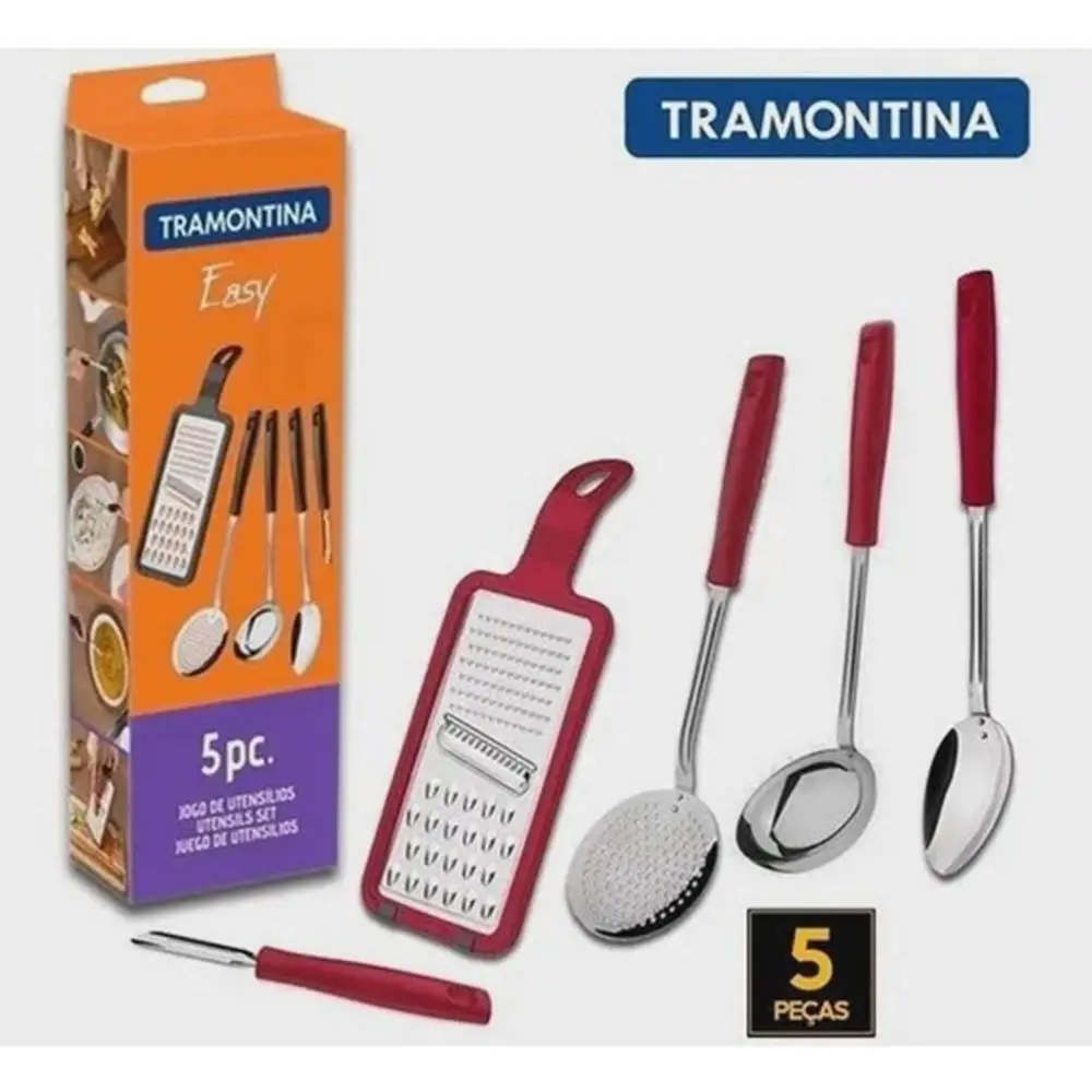 JOGO UTENSILIOS TRAMONTINA 5PC 25299/713 EASY INOX VERMELHO 2