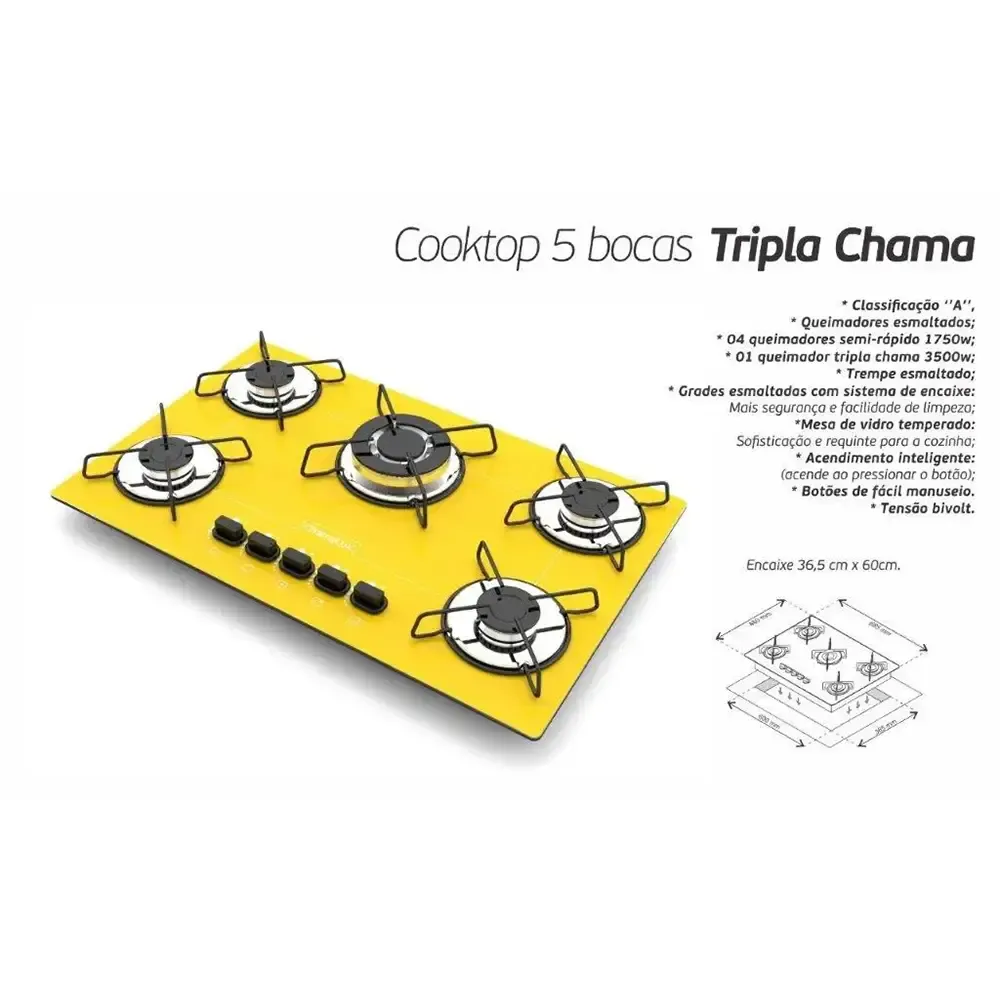 FOGAO MESA 5B CHAMALUX TC AMARELO 0573 6