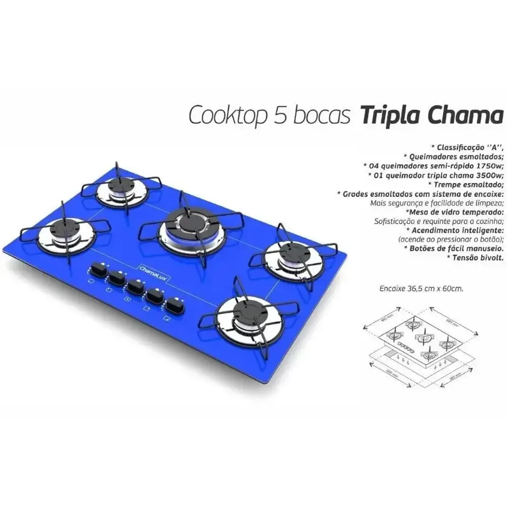 FOGAO MESA 5B CHAMALUX AZUL 0082 4