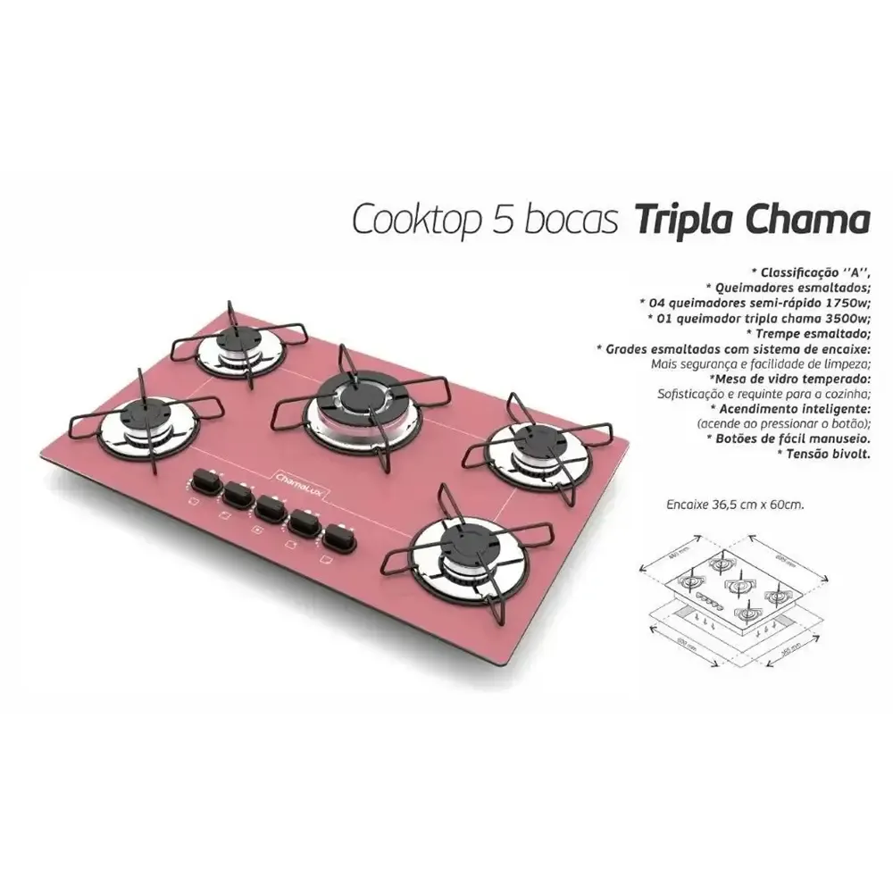 FOGAO MESA 5B CHAMALUX ROSA 0615 4