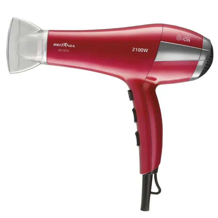 SECADOR CABELO BRITANIA BSC4050 NEW CHERRY 220V ANTIGO:ACTION ION LISS VERMELHO PHILCO 1.900W