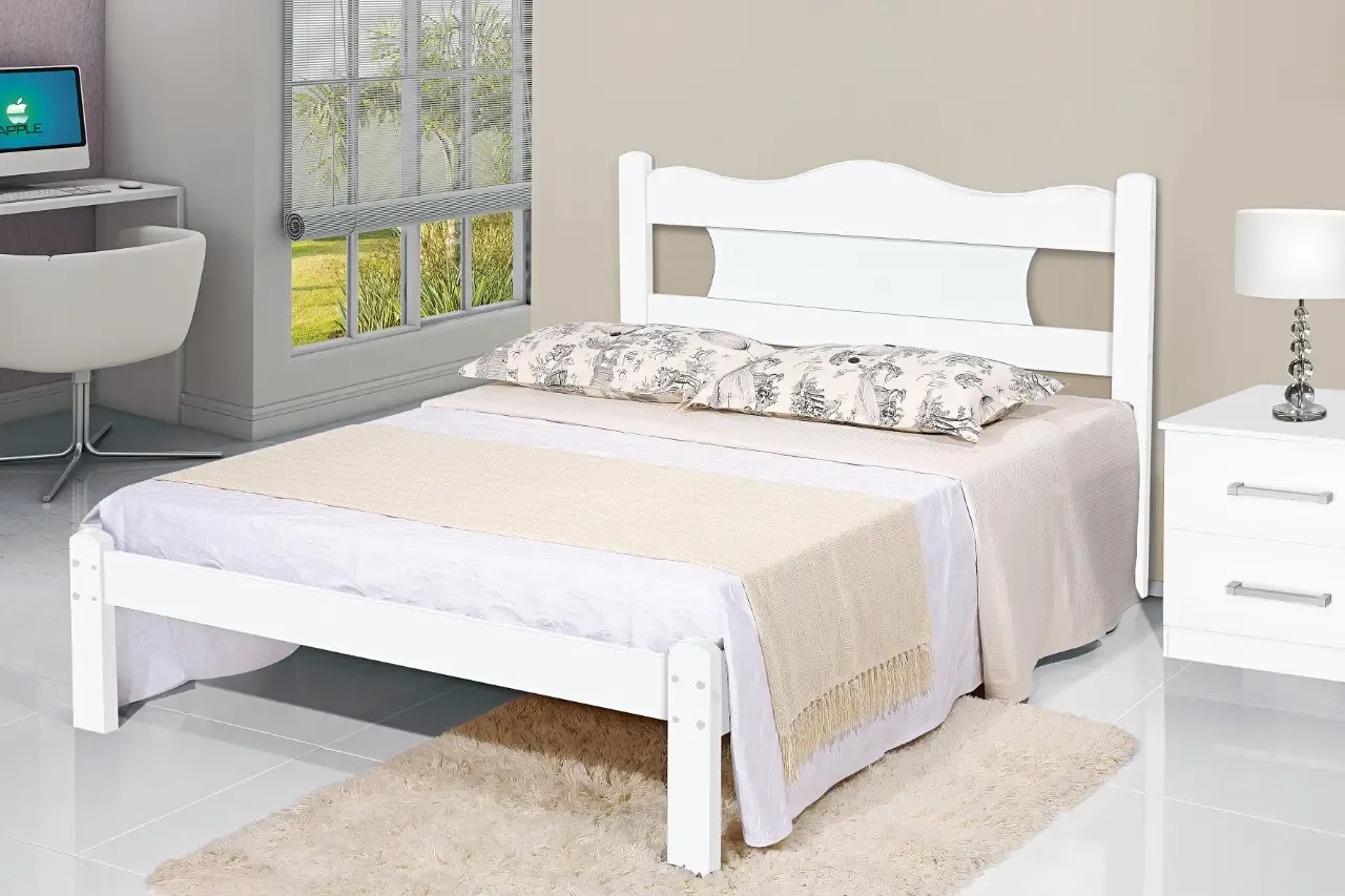 CAMA CASAL GABRIELLI 1167 MUNIQUE MDF BRANCA/BRANCA