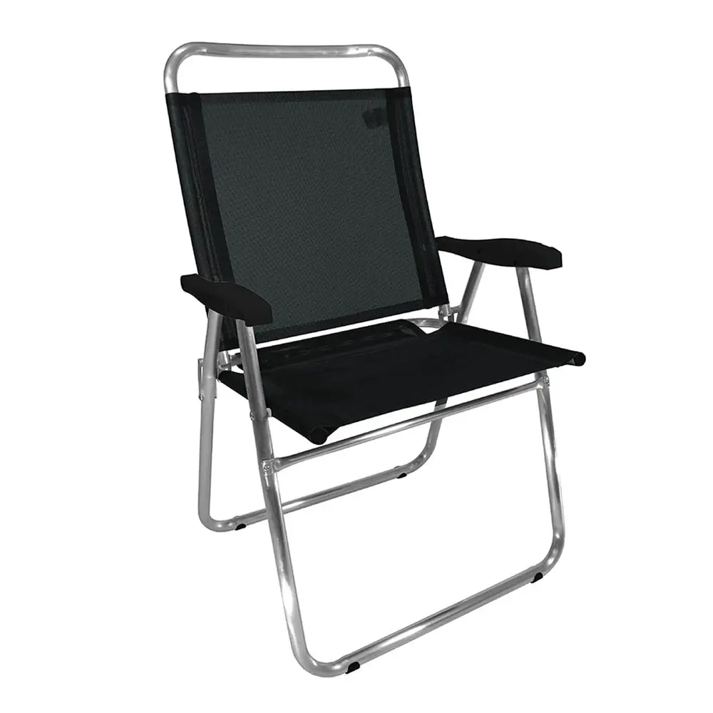 CADEIRA PRAIA ZAKA KING ALUM. RECL. PRETA P/140KG