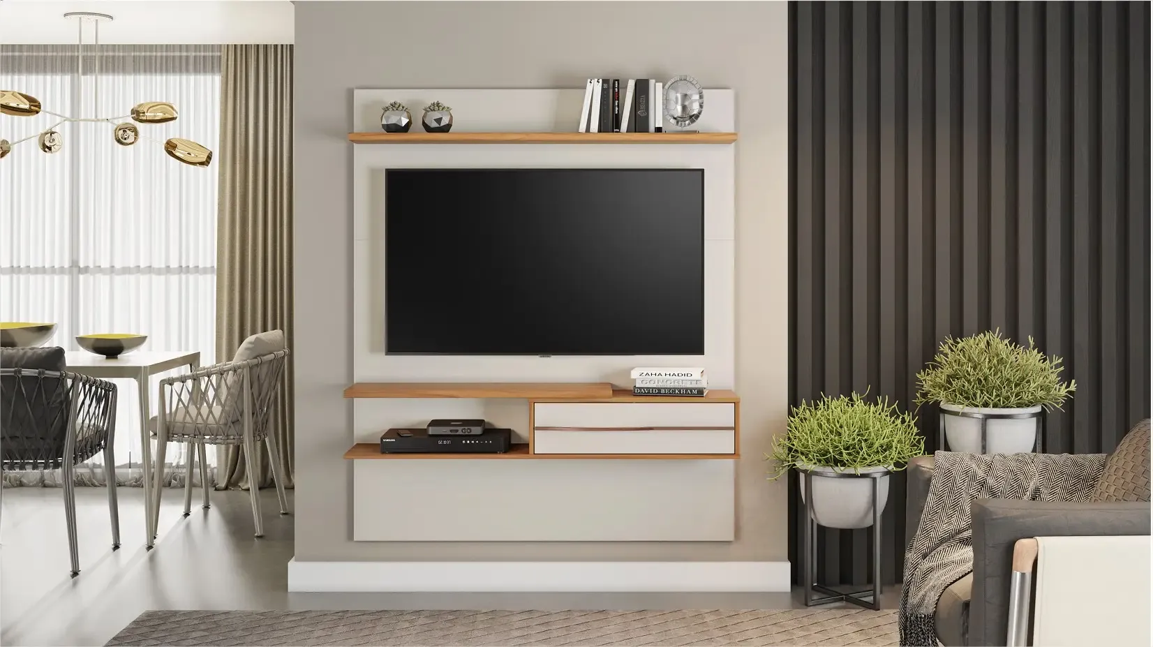 PAINEL SUSPENSO NOTAVEL NT1155 1.35MT P/55" OFF WHITE/FREIJO