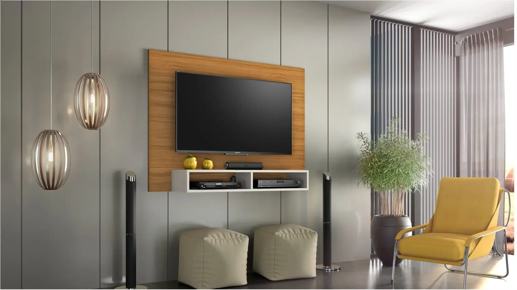 PAINEL SUSPENSO NOTAVEL EROS 52130 1.20MT P/49" FREIJO/OFF WHITE