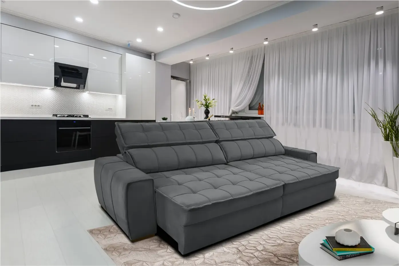 ESTOFADO GRALHA AZUL 4L AMERICA 2293 2.53MT 9204 VELUDO JOLY CINZA