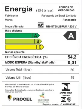 FORNO MICROONDAS 30LT PANASONIC NN-GT68LBRUK PRETO 220V 2