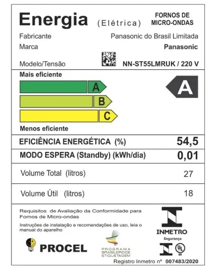 FORNO MICROONDAS 27LT PANASONIC NN-ST55LMRUK PRATA 220V 2