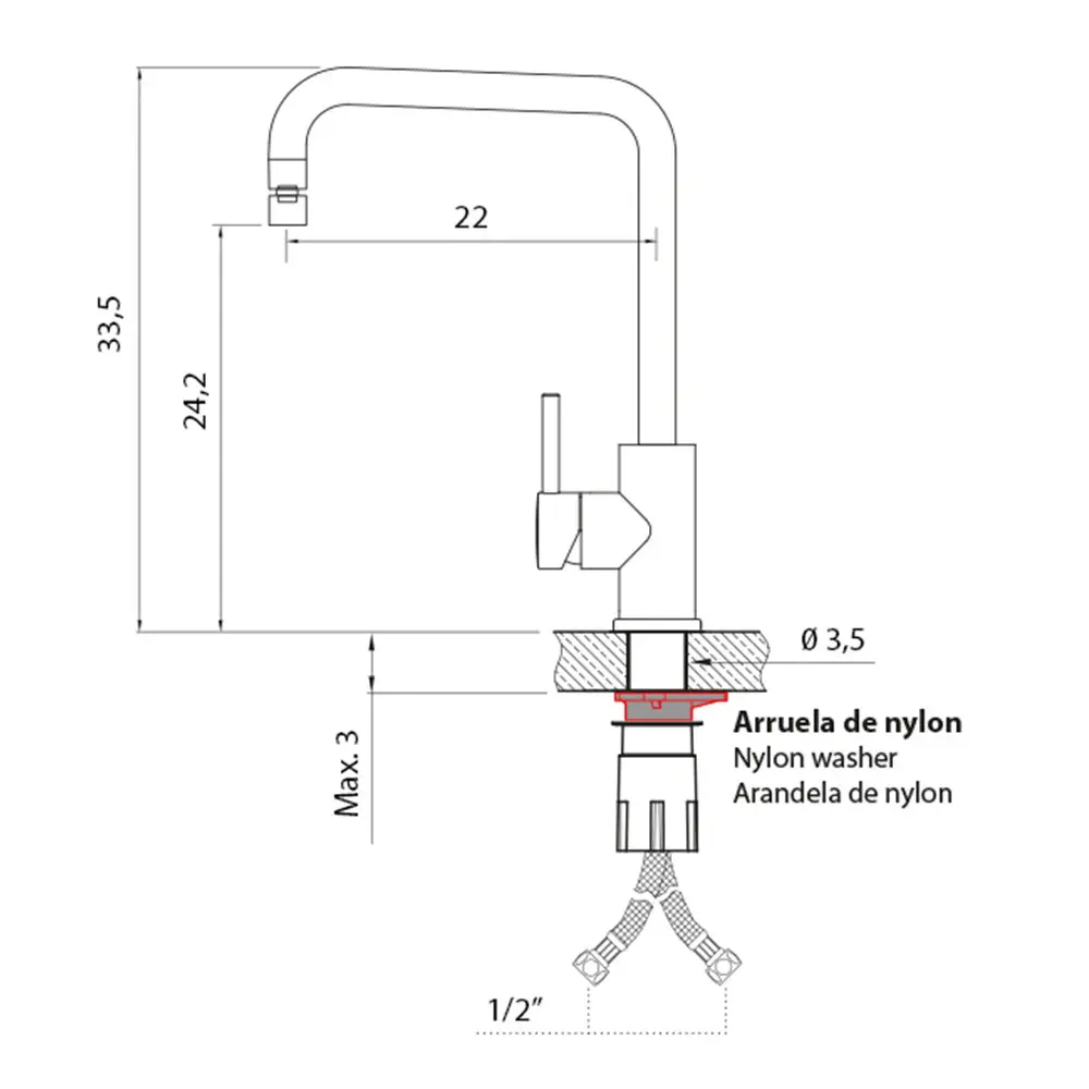 MISTURADOR MONO TRAMONTINA 94520/312 INOX ANGOLARE GOLD(BL) 4