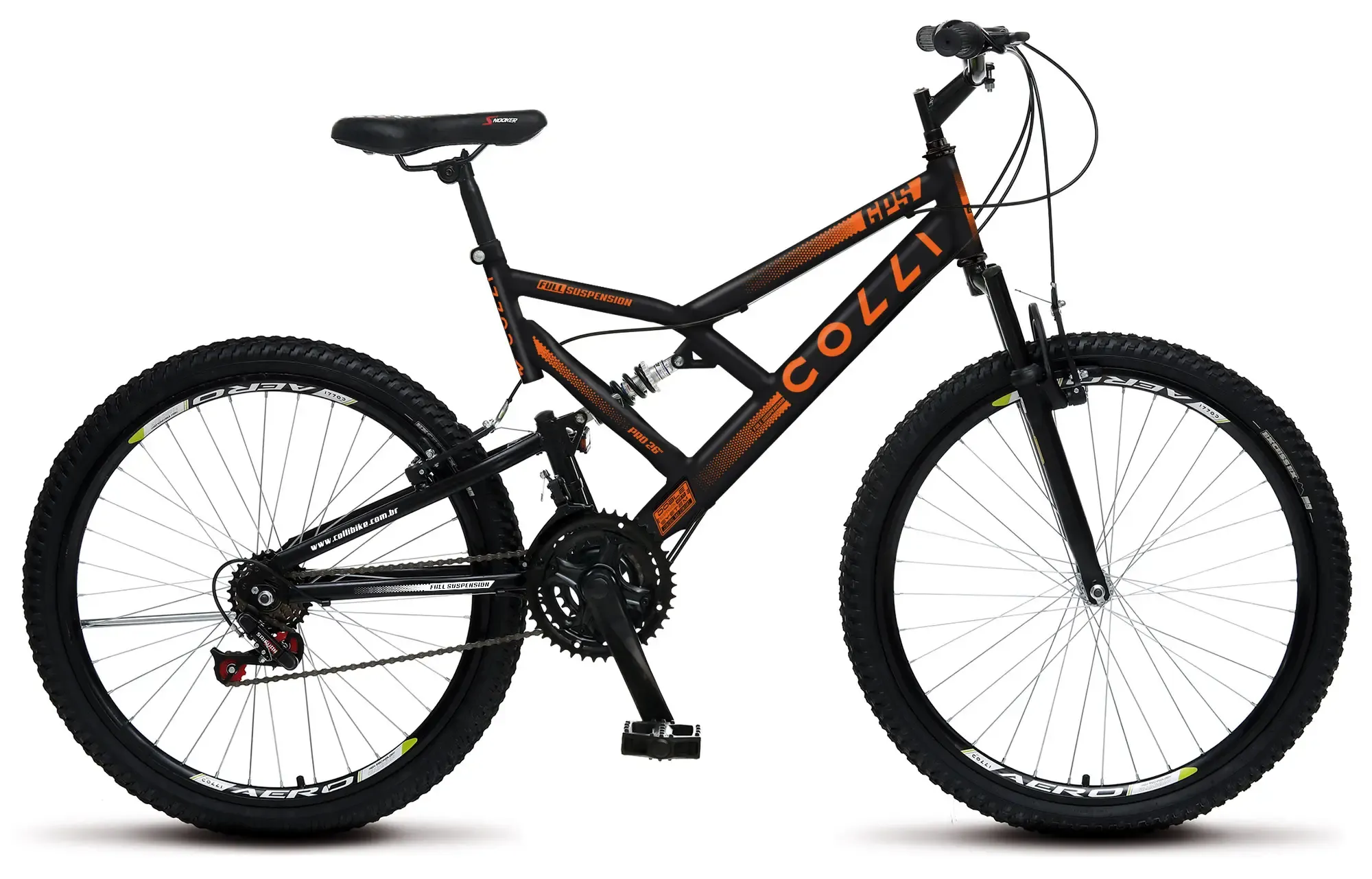 BICICLETA A26 COLLI GPS FULL SUSPENSION PRETA C/ LARANJA - ANTIGA:148/11 FULL