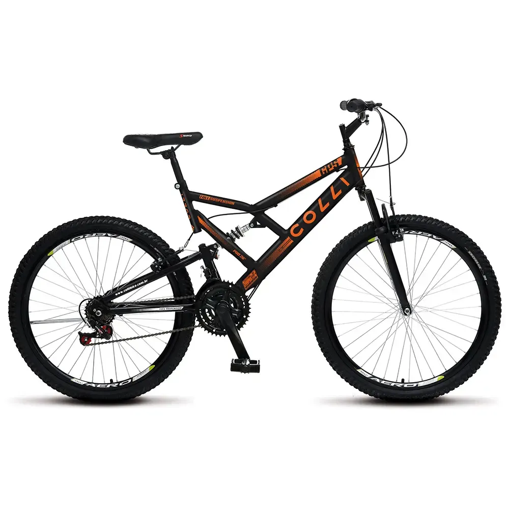 BICICLETA A26 COLLI GPS FULL SUSPENSION PRETA C/ LARANJA - ANTIGA:148/11 FULL 3
