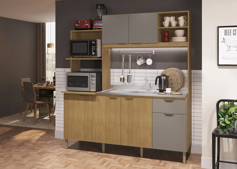 KIT COZINHA CADORIN DALIA NEW MDP 1.80LX1.94A FREIJO/FUME