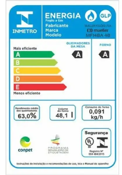 FOGAO 4B MUELLER MFI4BA PRETO FOSCO S/ACENDIMENTO 610000811 2