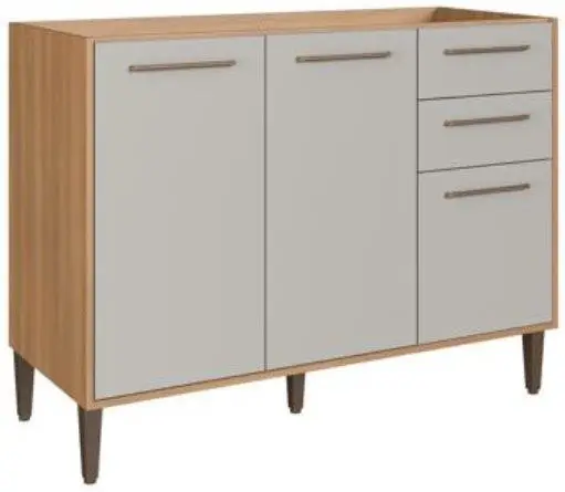 BALCAO PIA DELMARCO JADE 1.20MT 2PT 3GV S/TAMPO JA9100 FREIJO/ARENAS