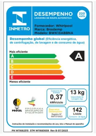 LAVADORA BRASTEMP BWK13ABBNA 13KG BRANCA 220V 2