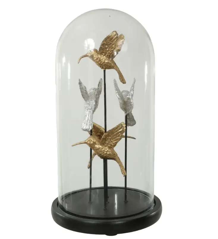 ESCULTURA FLORARTE 97270001 VIDRO REDOMA PASSARO(BL)