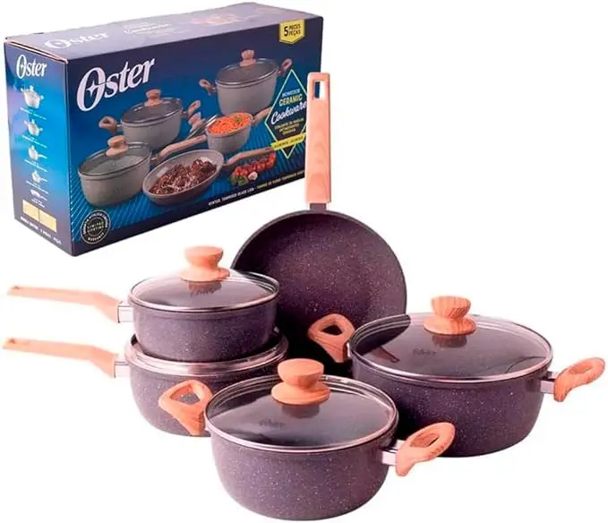 JOGO PANELA CERAMICA OSTER 05PC C/INDUCAO DARK GREY