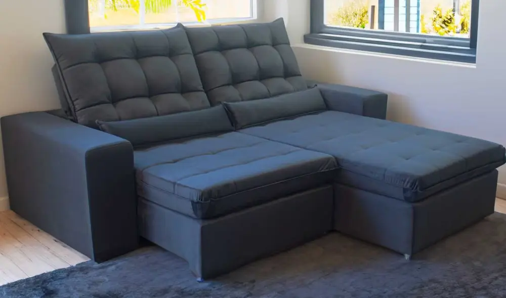 ESTOFADO BARUC MOZA 2.60MT T112 SUEDE CINZA