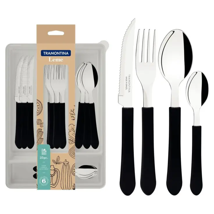 FAQUEIRO TRAMONTINA 25PC C/ORGANIZADOR GAVETA LEME PRETO 23198/022