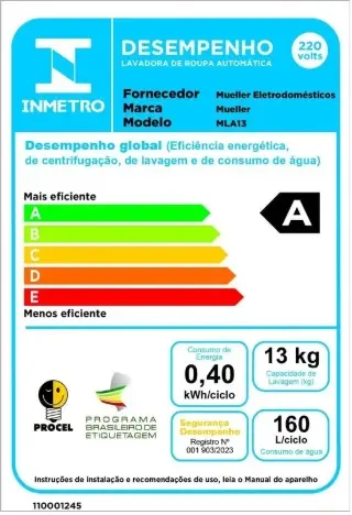LAVADORA MUELLER MLA 13KG AUTOMATICA BRANCA 2