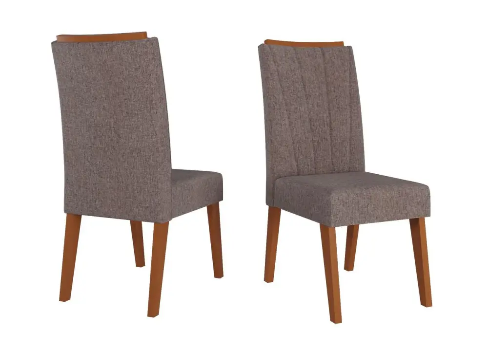 CADEIRA VIERO SAFIRA PES DE MADEIRA NATURAL LINHO KAKI